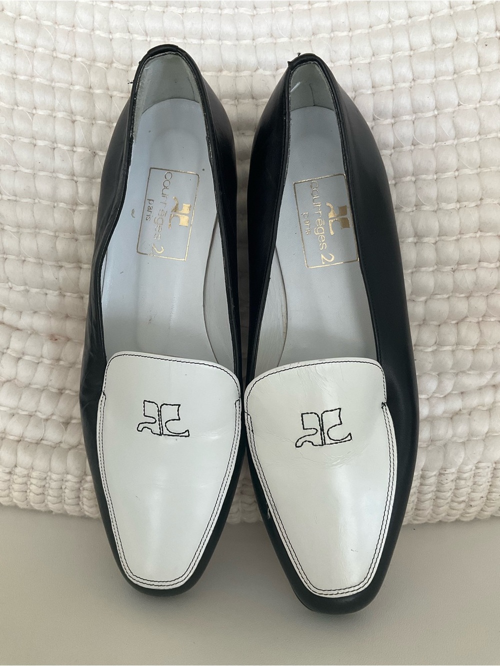 Women’s Classics Two-Tone Black & White Leather Slip-On Loafers